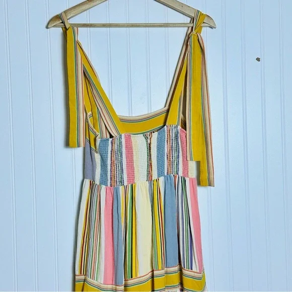 Anthropologie By Together Striped Multicolor Maxi Dress S Square Neck Smocked - Picture 5 of 8